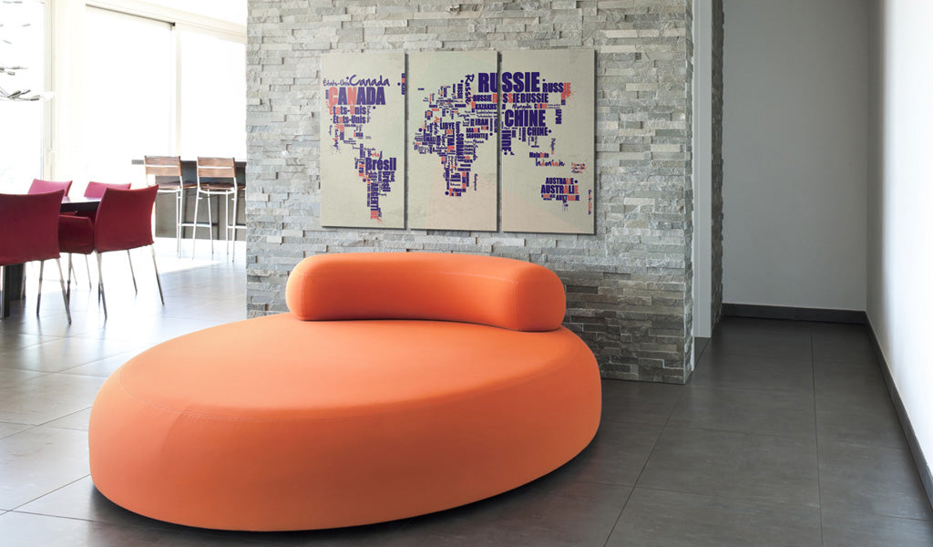 Weltkarte als Leinwandbild - Wandbild - Französische Reisen - Triptychon