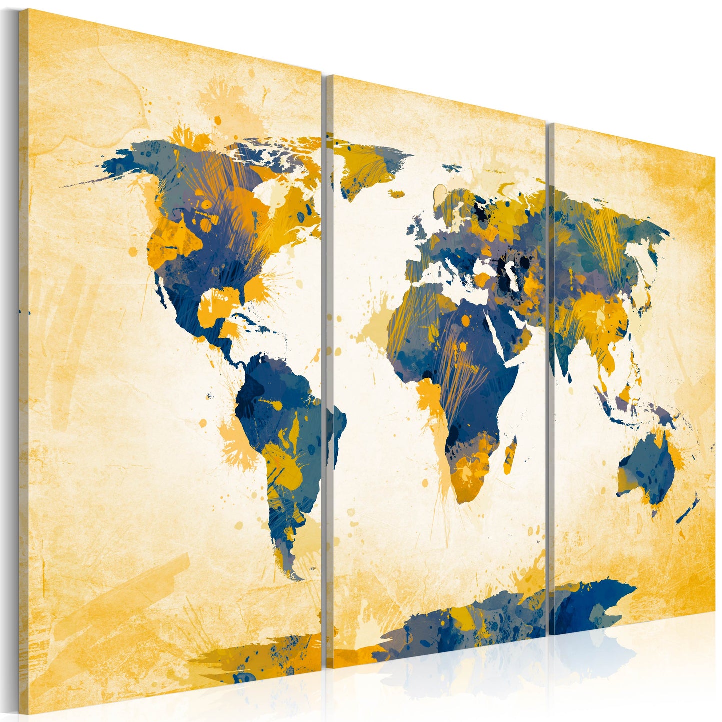Weltkarte als Leinwandbild - Wandbild - Four corners of the World - triptych