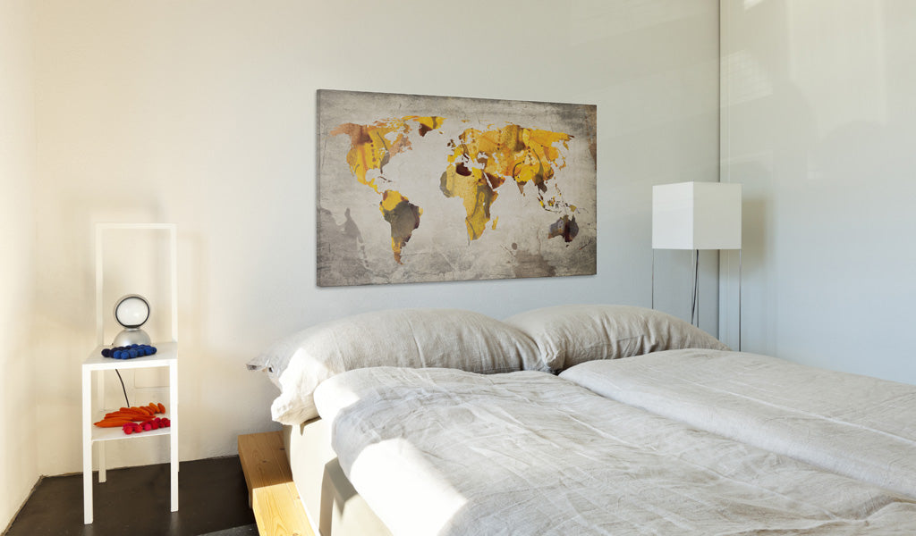 Weltkarte als Leinwandbild - Wandbild - Sonnige Kontinente