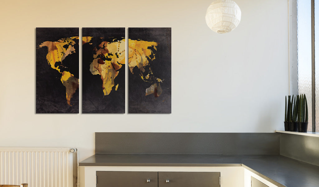 Weltkarte als Leinwandbild - Wandbild - Wenn die Welt eine Wüste wäre... - Triptychon
