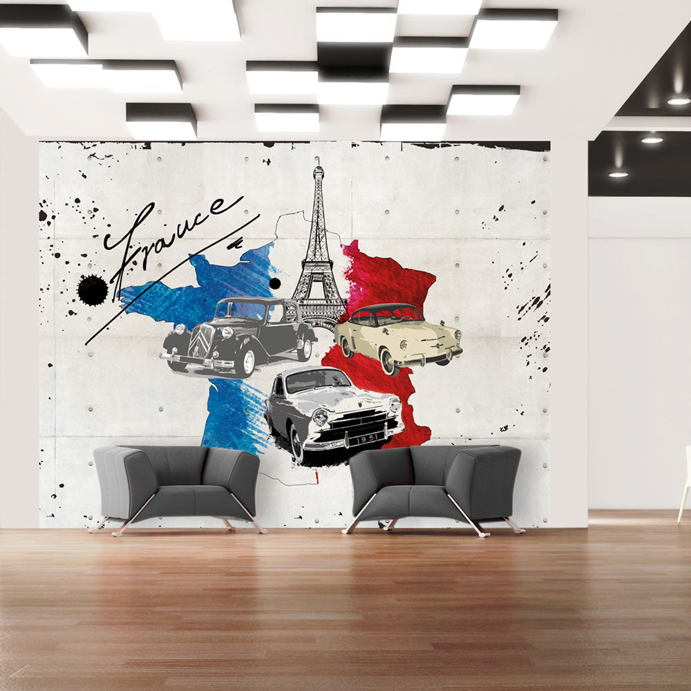 Fototapete - Admirer of cars (France) - WELTKARTEN24