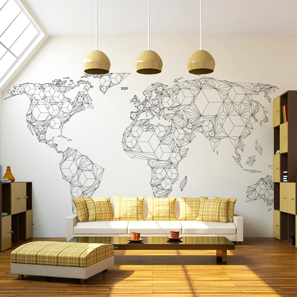 Fototapete - Map of the World - white solids - WELTKARTEN24