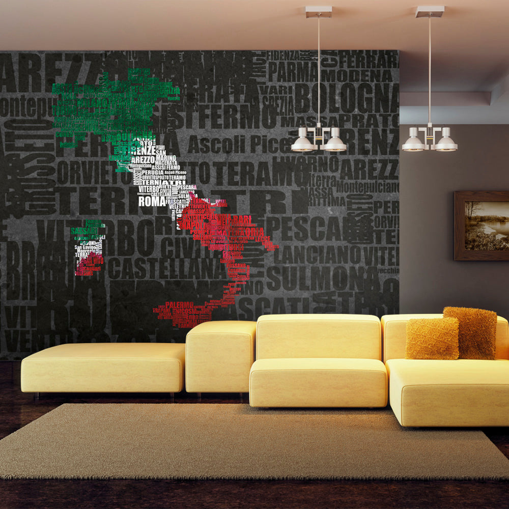 Fototapete - Text map of Italy - WELTKARTEN24