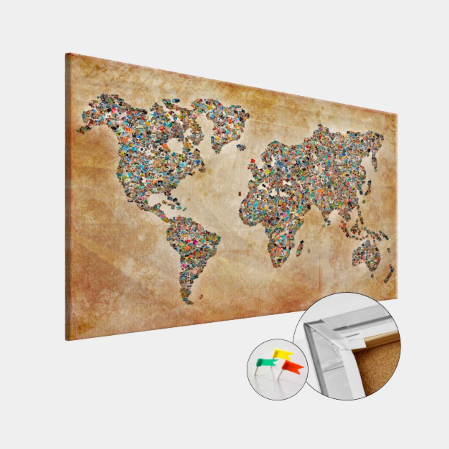 Pinnwand - Weltkarte Postcards from the World - WELTKARTEN24