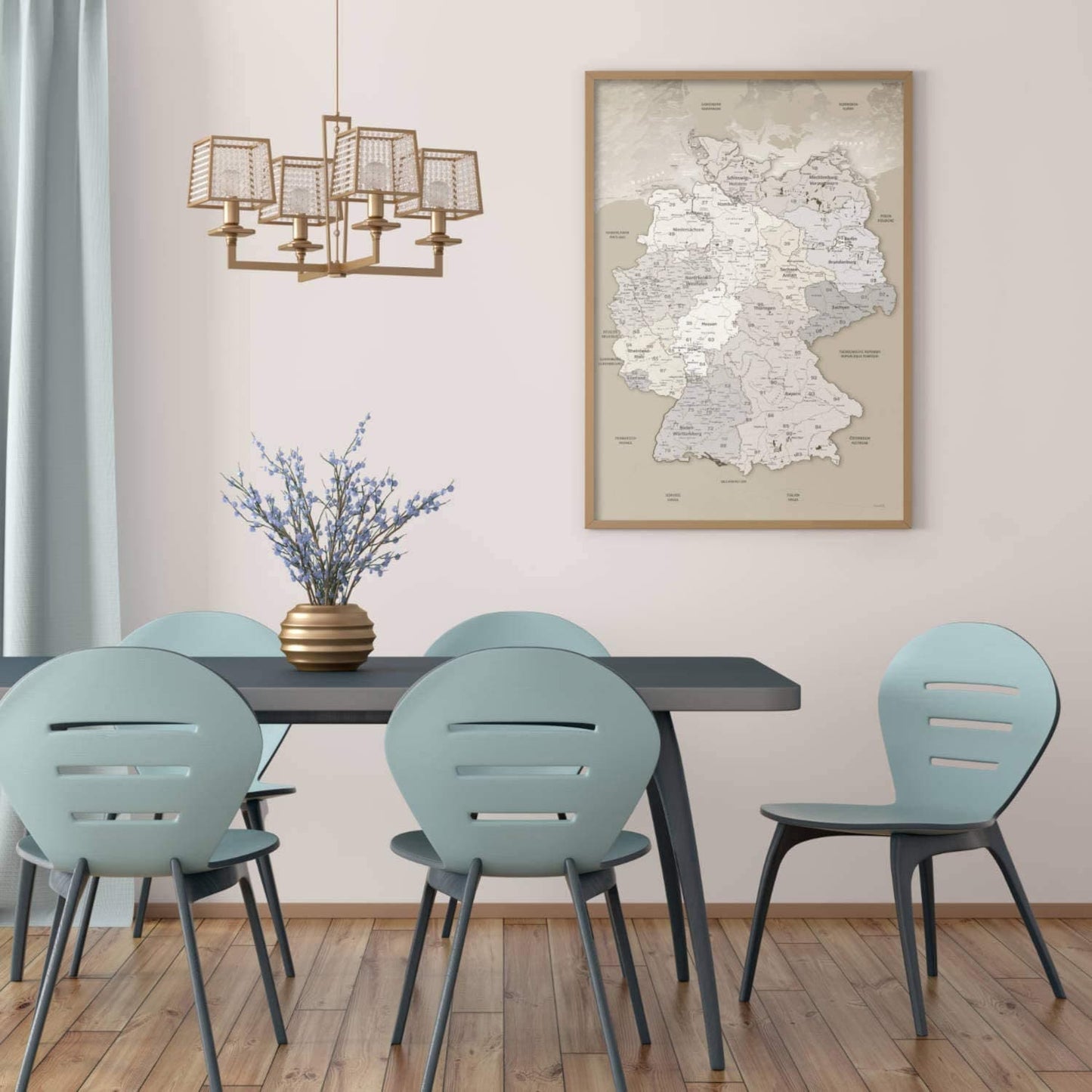 Deutschlandkarte Beige | Premium Poster in Deutsch