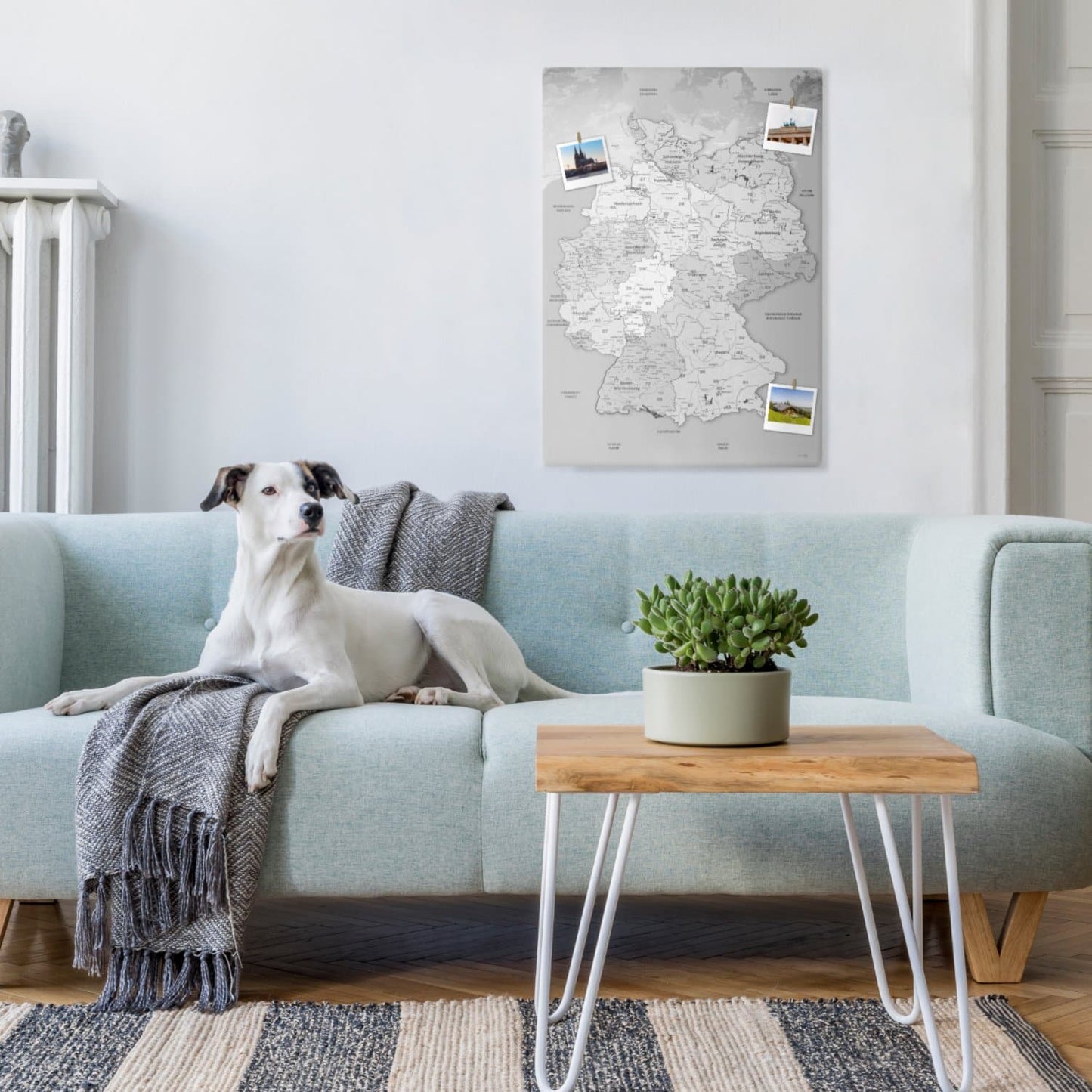 Leinwandbild - Deutschlandkarte Hellgrau - Pinnwand, Deutsch|Canvas Art - Germany Map Light Gray - Pinboard, German