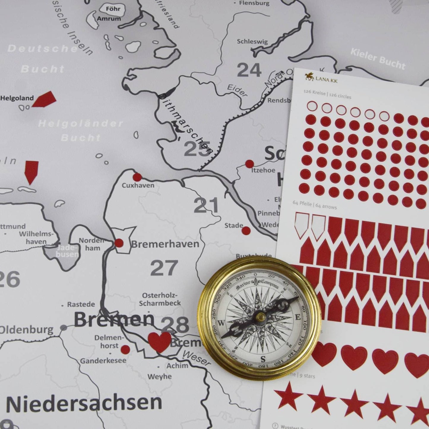 Deutschlandkarte Hellgrau | Premium Poster in Deutsch