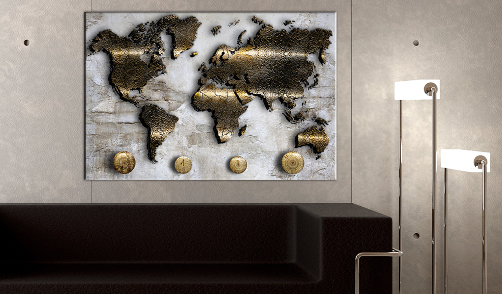 Weltkarte als Leinwandbild - Wandbild - Golden Journey
