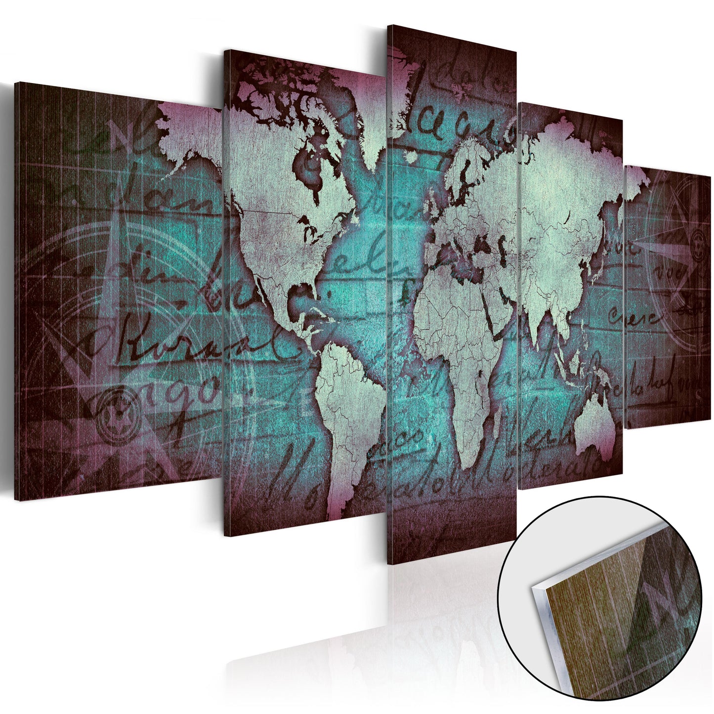 Glasbild - Bronzene Welt II - WELTKARTEN24