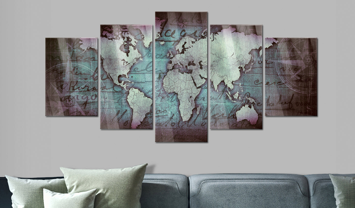 Glasbild - Bronzene Welt II - WELTKARTEN24