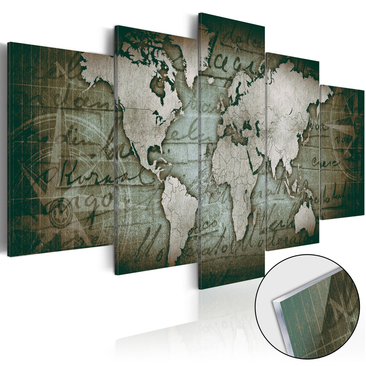 Glasbild - Bronzene Welt II - WELTKARTEN24