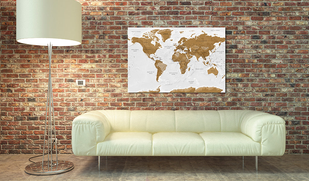 Weltkarte als Leinwandbild - Wandbild - White Poetry