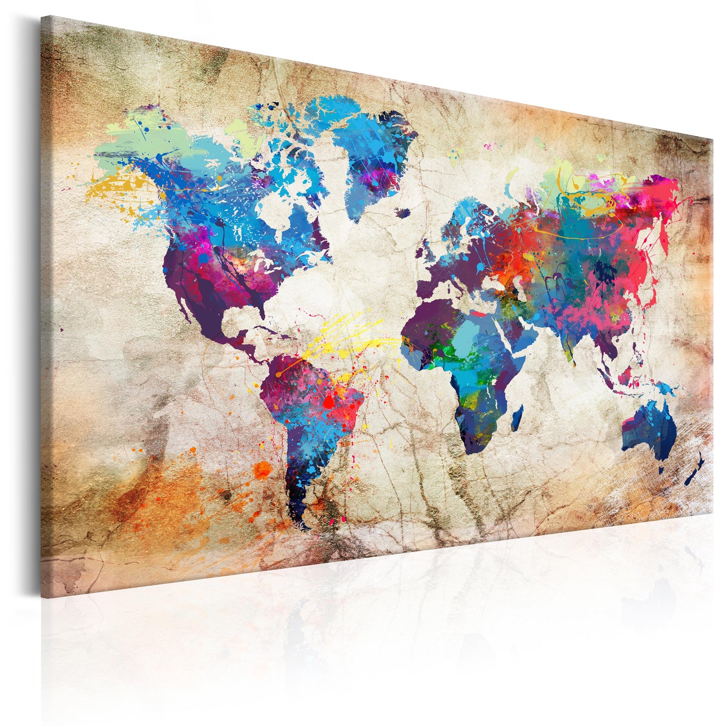 Weltkarte als Leinwandbild - Wandbild - World Map: Urban Style