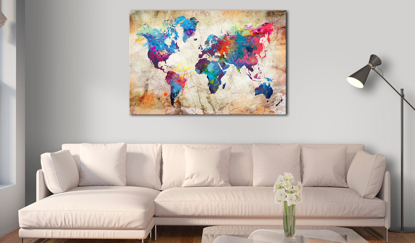 Weltkarte als Leinwandbild - Wandbild - World Map: Urban Style