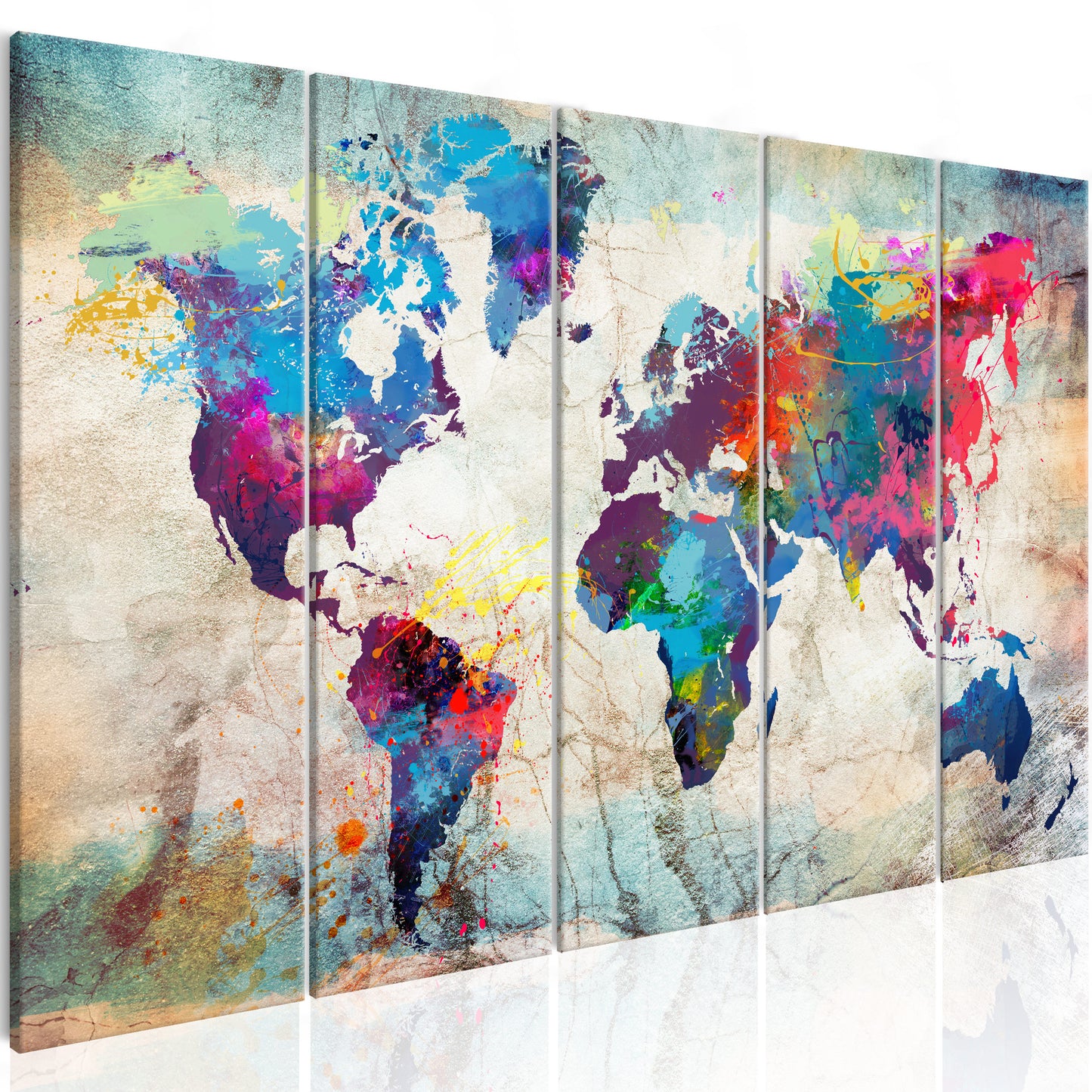 Weltkarte als Leinwandbild - Wandbild - World Map: Cracked Wall