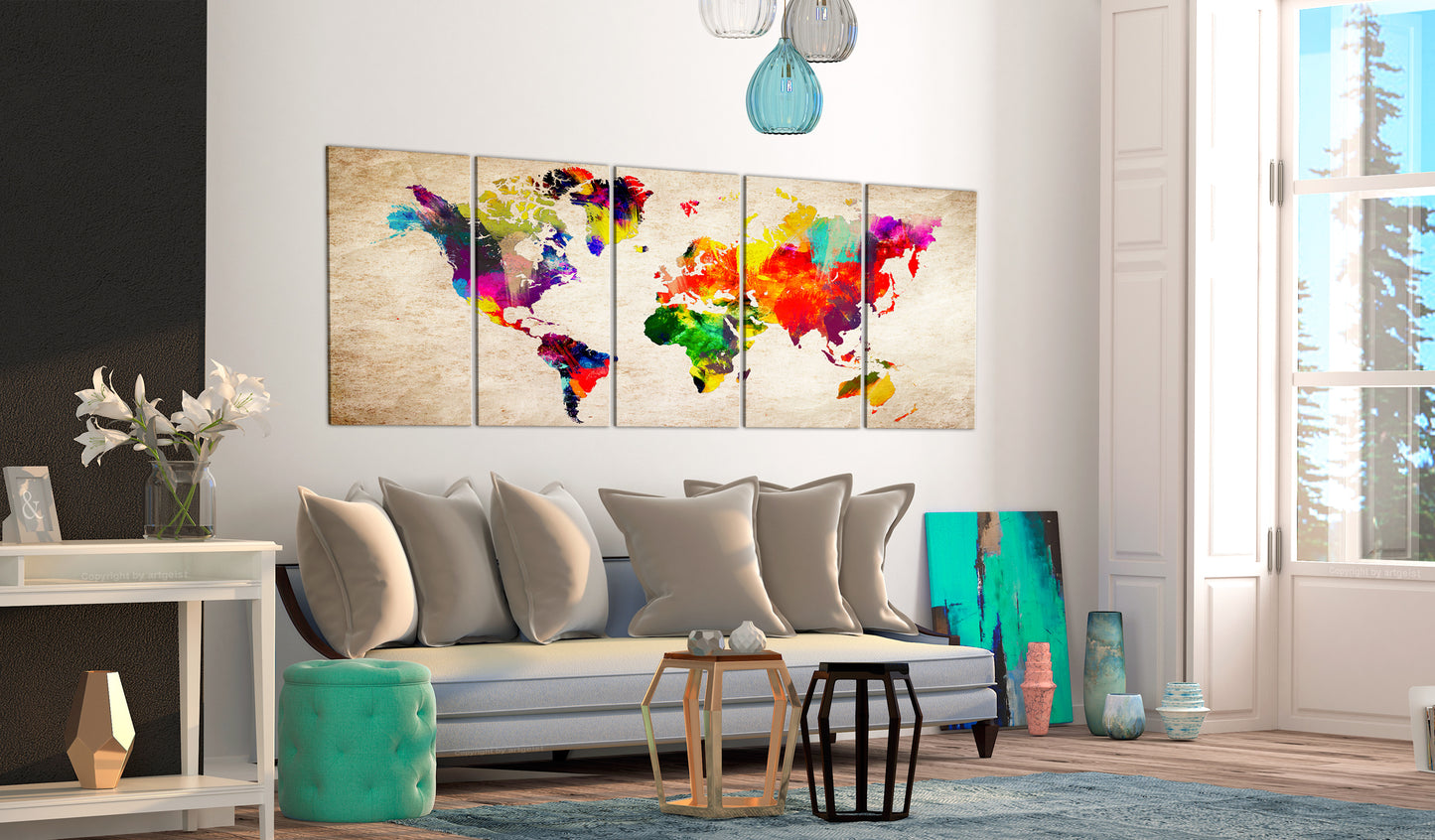 Weltkarte als Leinwandbild - Wandbild - World Map: Painted World