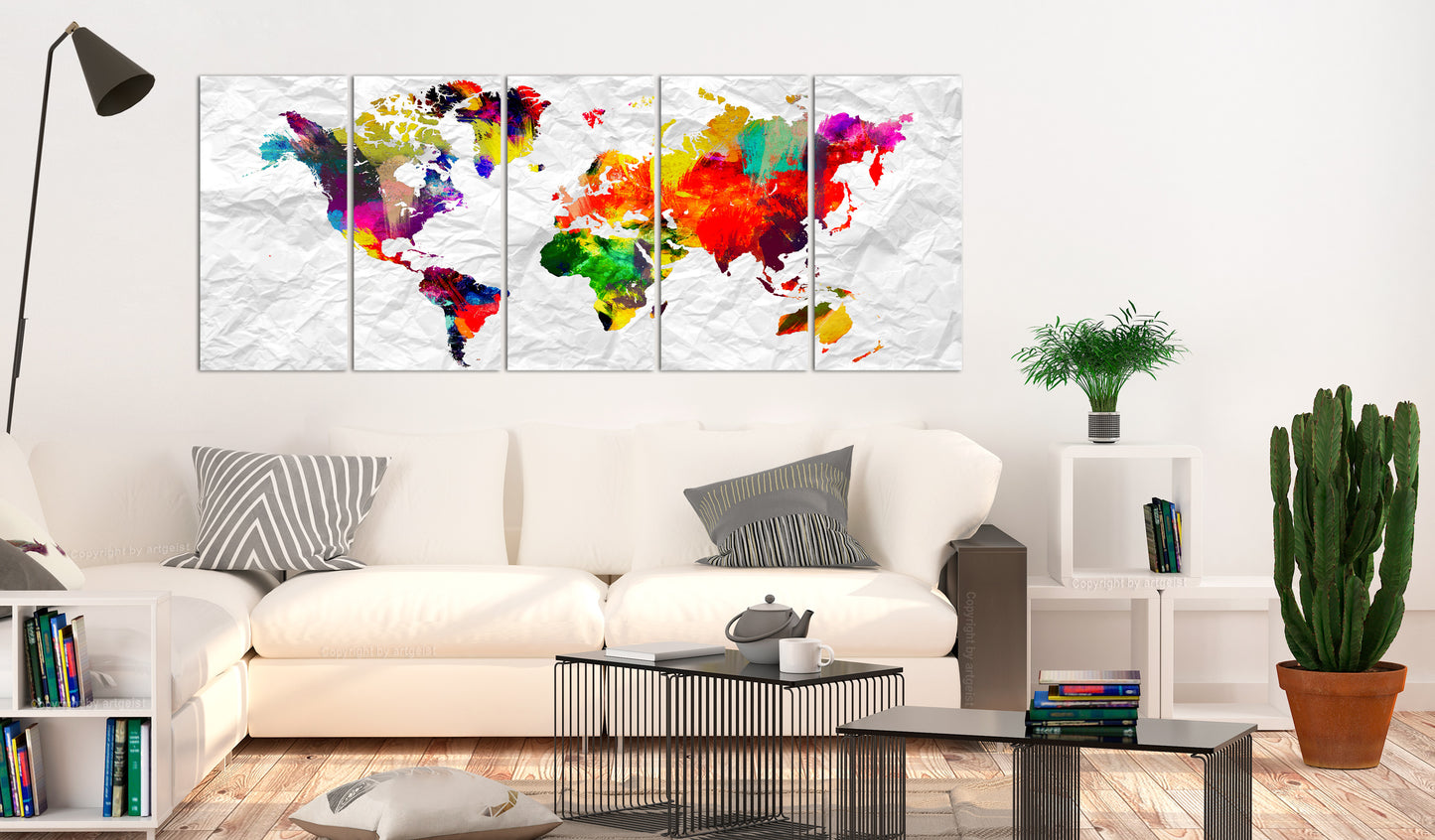 Weltkarte als Leinwandbild - Wandbild - World on Paper