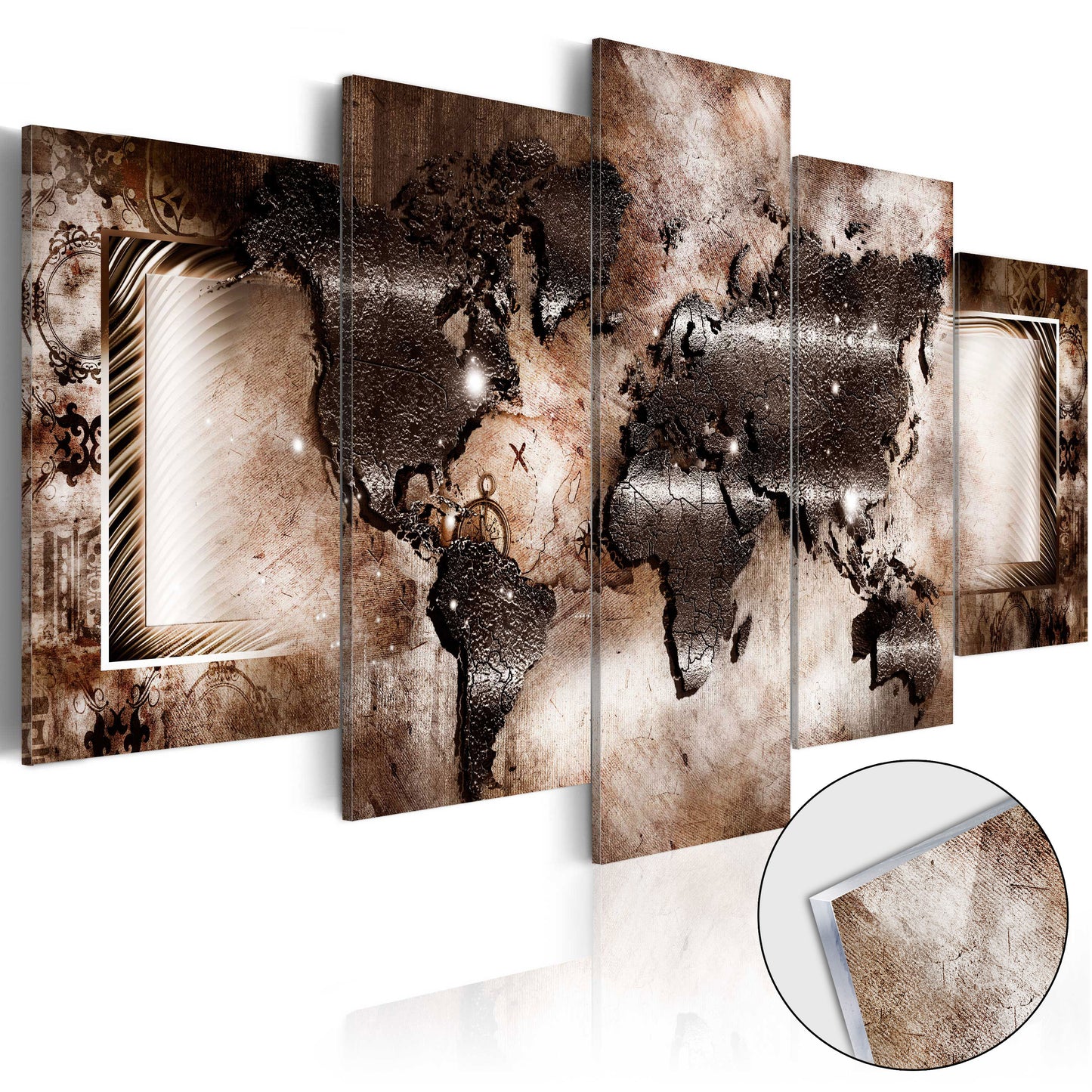 Glasbild - Platinum Map - WELTKARTEN24