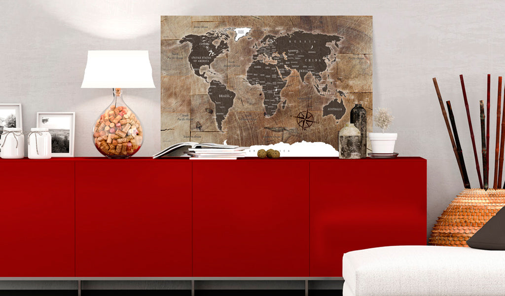 Pinnwand - Weltkarte Wooden Mosaic - WELTKARTEN24