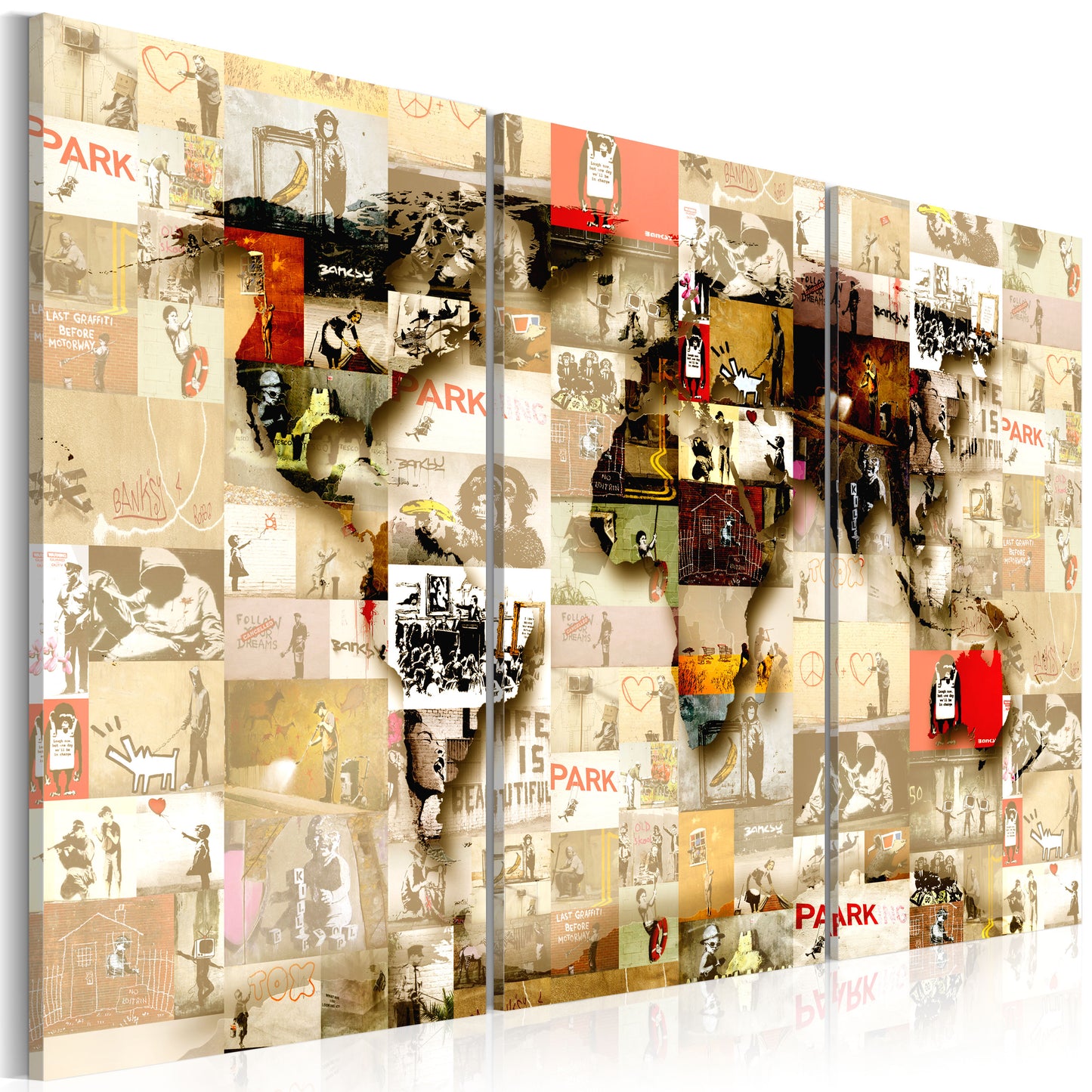 Weltkarte als Leinwandbild - Wandbild - Graffiti World