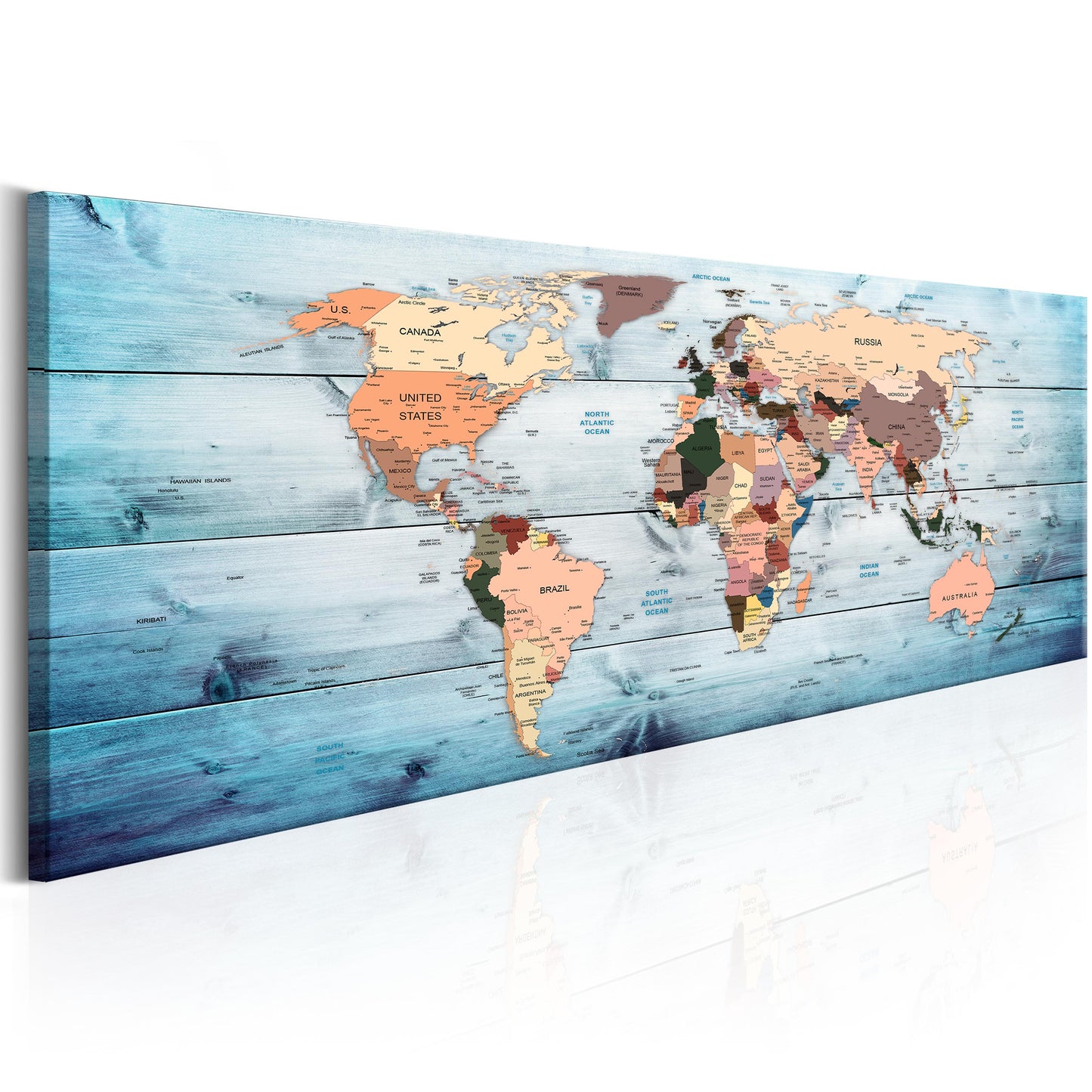 Weltkarte als Leinwandbild - Wandbild - World Maps: Sapphire Travels