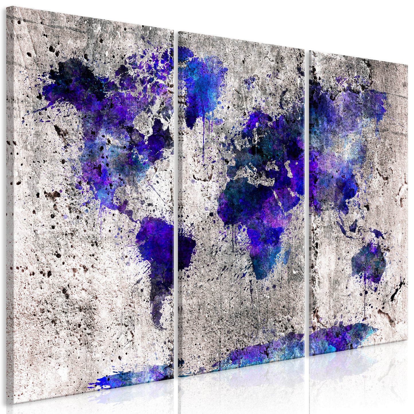 Weltkarte als Leinwandbild - Wandbild - World Map: Ink Blots (3 Parts)