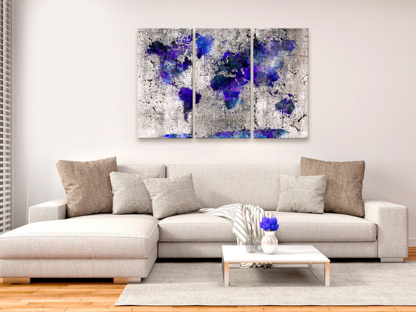 Weltkarte als Leinwandbild - Wandbild - World Map: Ink Blots (3 Parts)