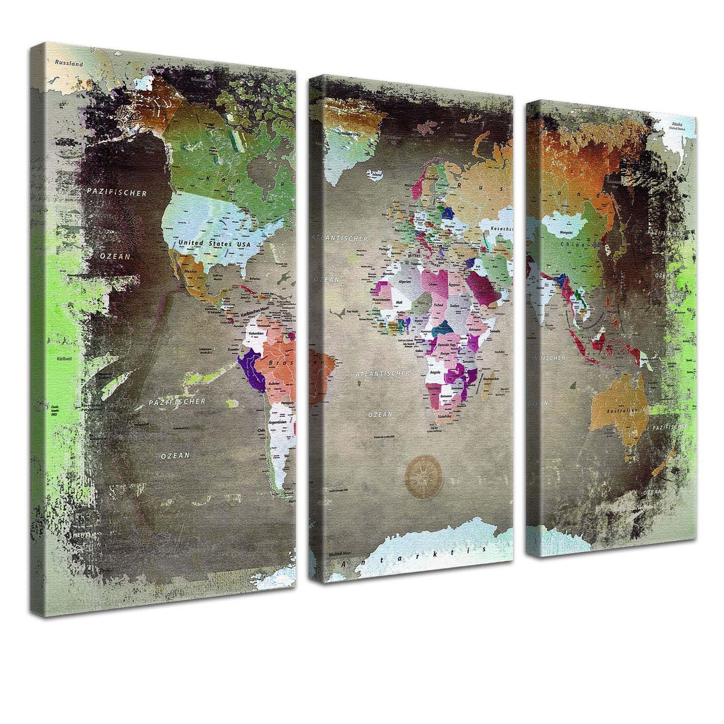 Pinnwand - Weltkarte Bunt Dark - WELTKARTEN24