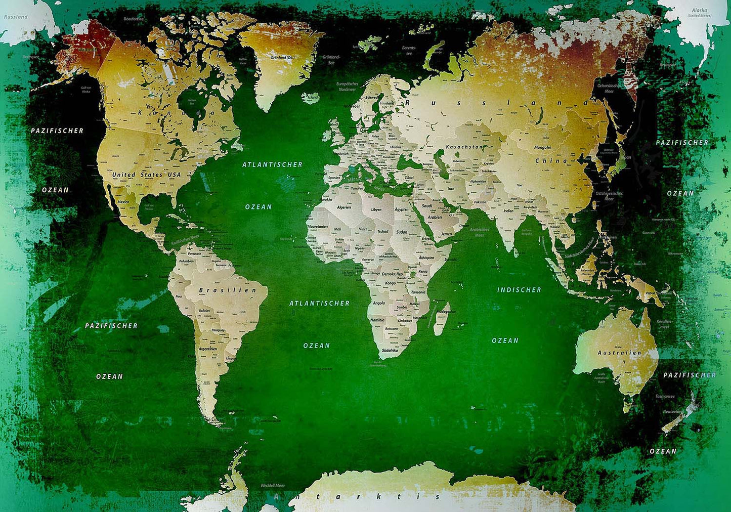 Premium Poster - Weltkarte Grün - WELTKARTEN24