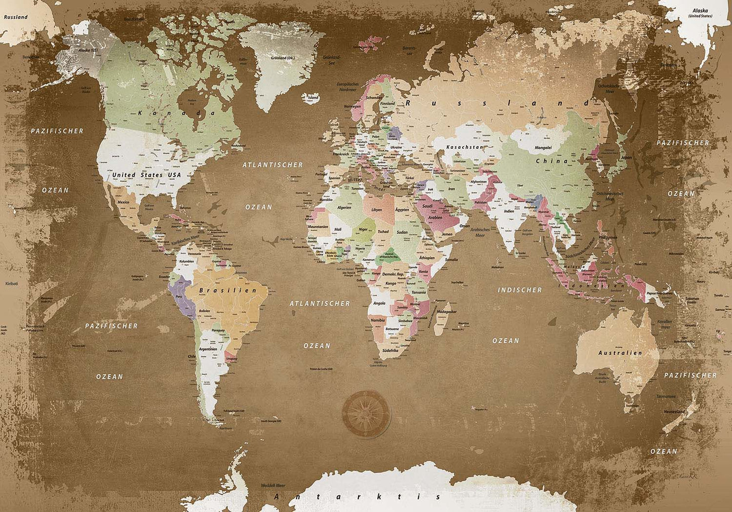 Premium Poster - Weltkarte Oldstyle - WELTKARTEN24