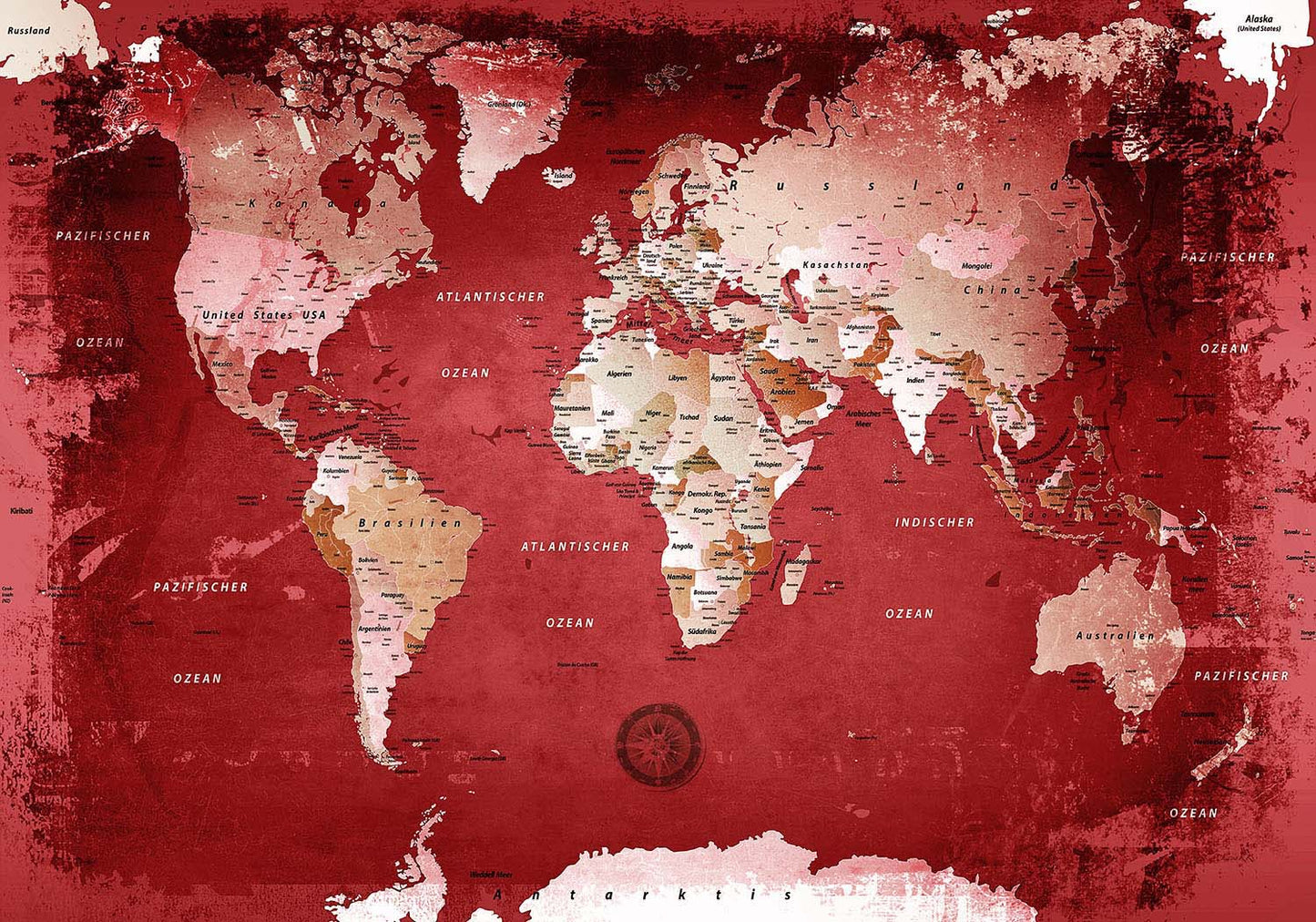 Premium Poster - Weltkarte Red - WELTKARTEN24