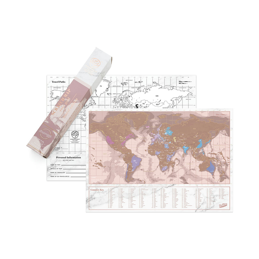 Scratch Map® - Rosé Gold - Reise-Edition | Weltkarte zum Rubbeln von Luckies