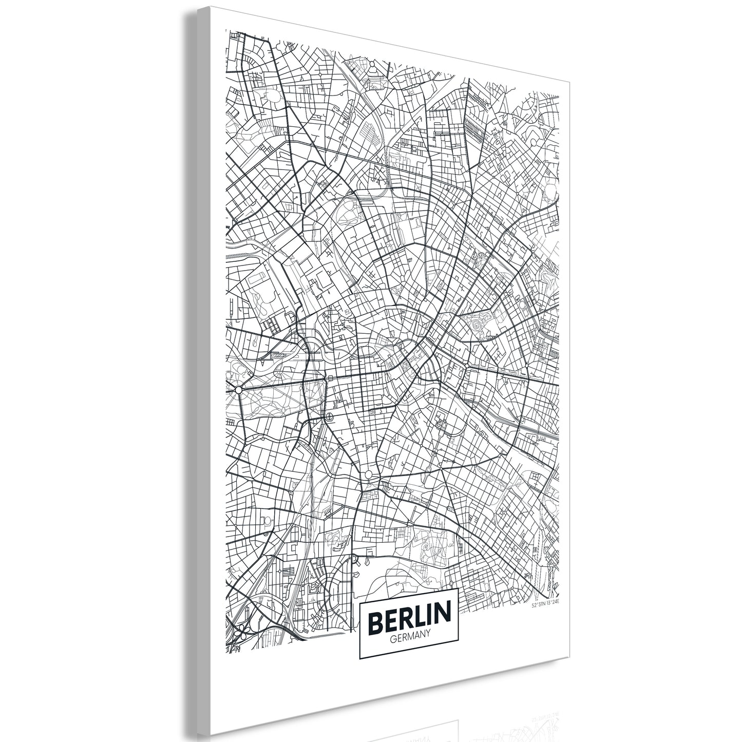 Weltkarte als Leinwandbild - Wandbild - Map of Berlin (1 Part) Vertical