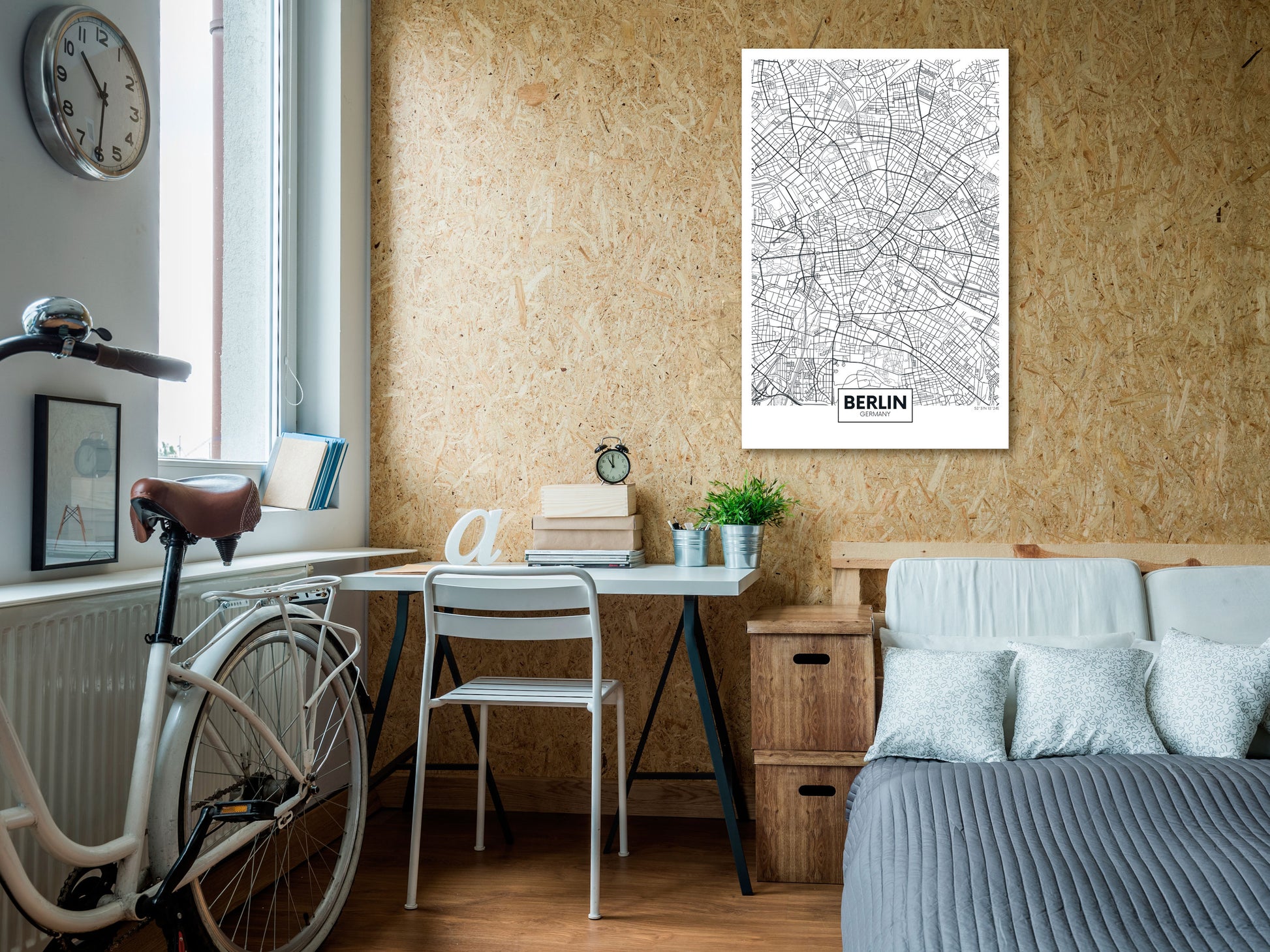 Weltkarte als Leinwandbild - Wandbild - Map of Berlin (1 Part) Vertical