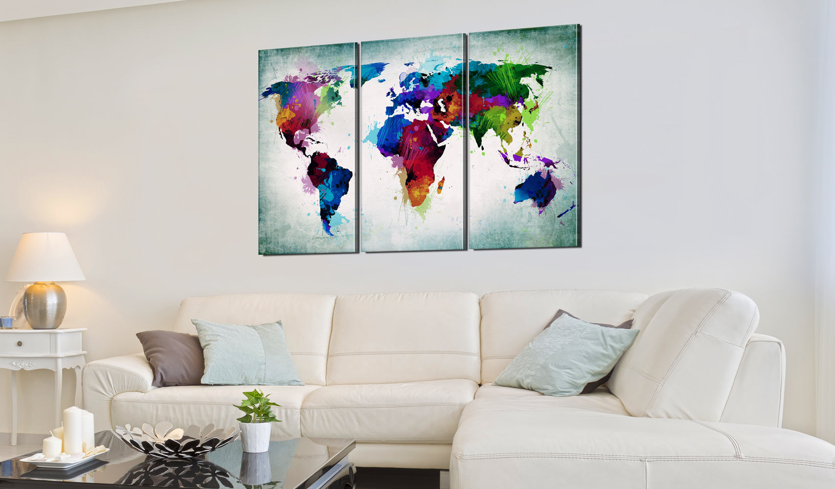 Weltkarte als Leinwandbild - Wandbild - Rainbow Journey