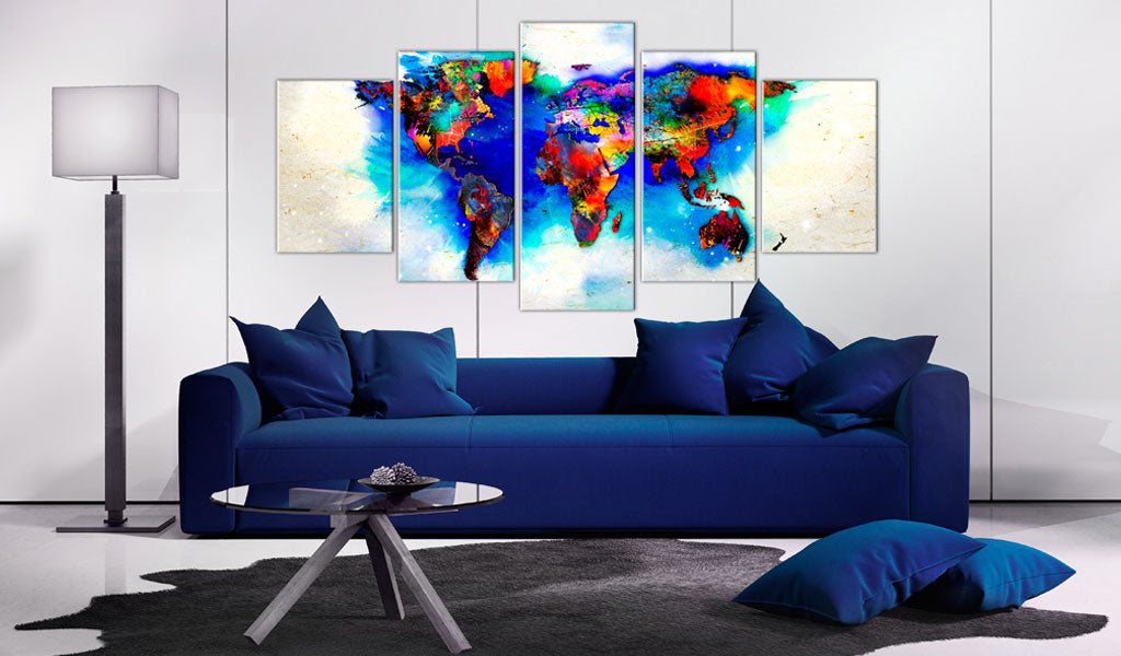 Weltkarte als Leinwandbild - Wandbild - All colors of the world