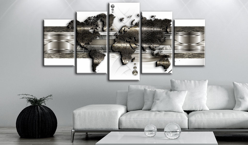 Weltkarte als Leinwandbild - Wandbild - Metal World Map II