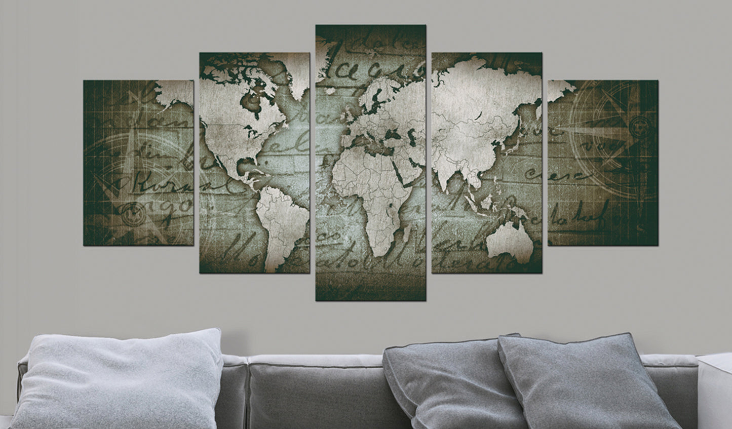 Weltkarte als Leinwandbild - Wandbild - Emerald Map