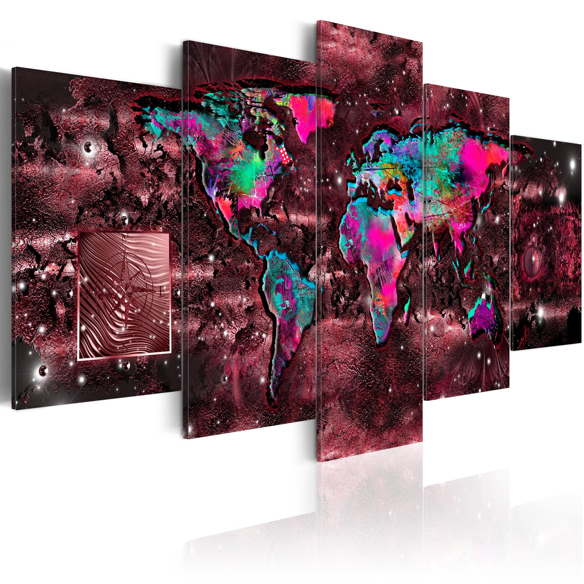 Weltkarte als Leinwandbild - Wandbild - Ruby Journey