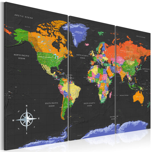 Weltkarte als Leinwandbild - Wandbild - Maps: Dark Depth