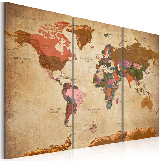 Weltkarte als Leinwandbild - Wandbild - Maps: Brown Elegance