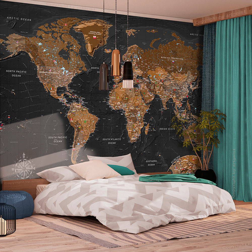 Fototapete - World: Stylish Map - WELTKARTEN24