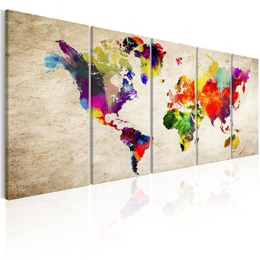 Weltkarte als Leinwandbild - Wandbild - World Map: Painted World