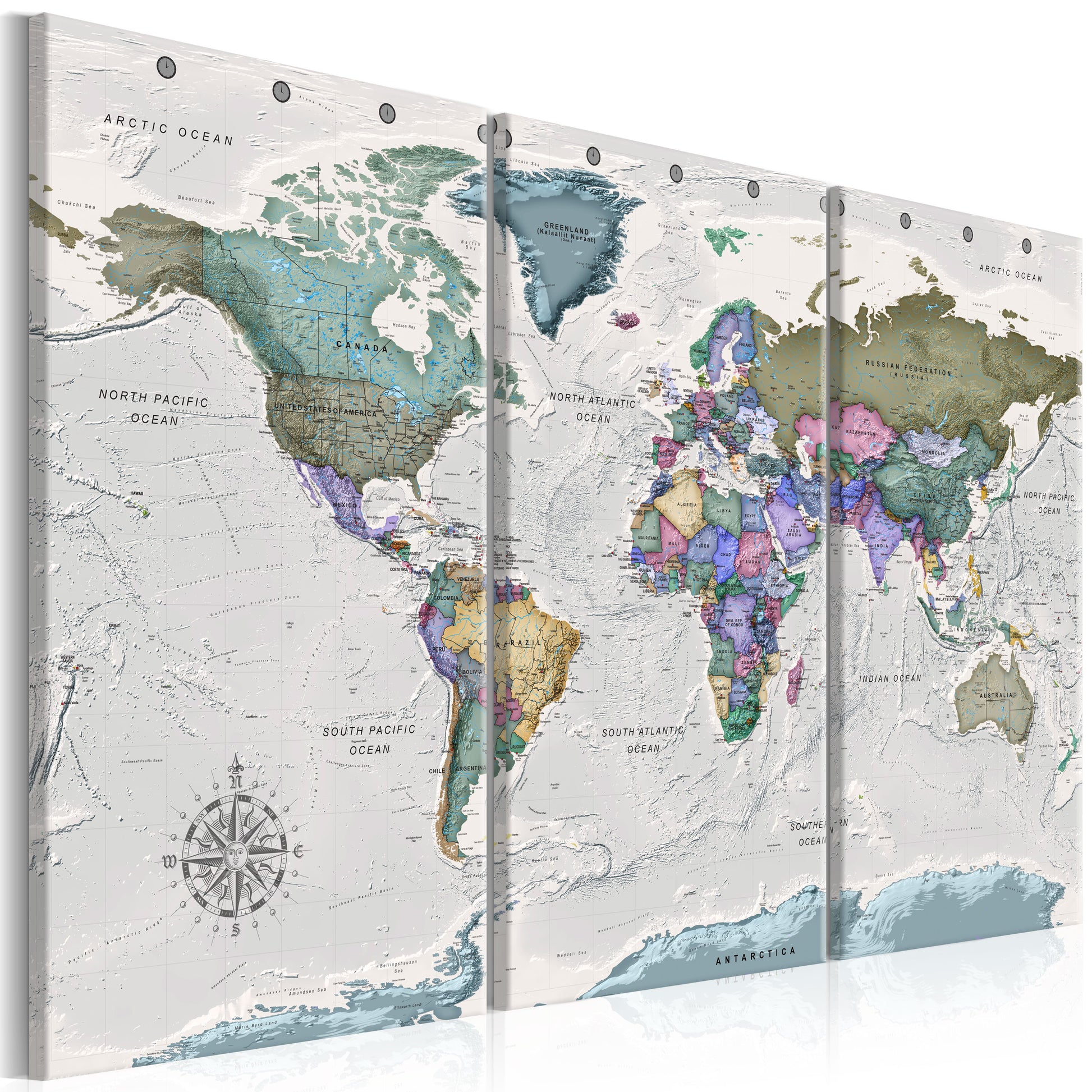 Weltkarte als Leinwandbild - Wandbild - World Destinations (3 Parts)