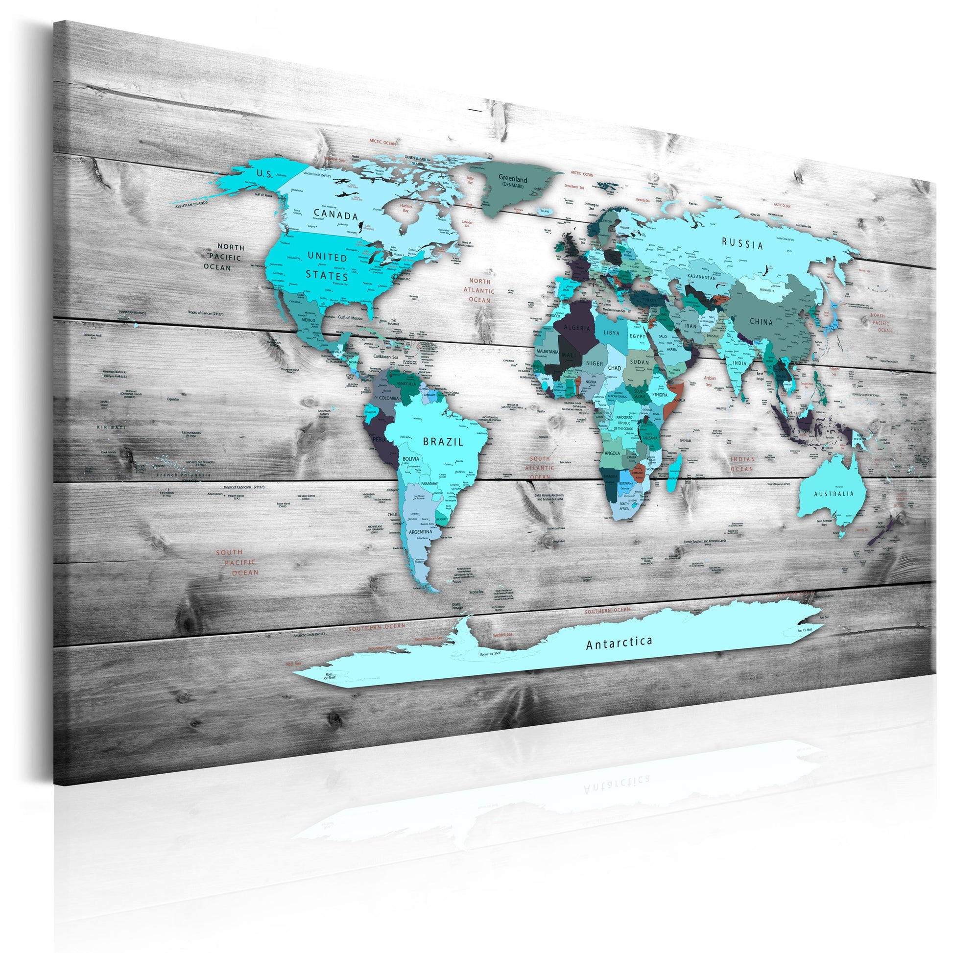 Weltkarte als Leinwandbild - Wandbild - World Map: Blue World