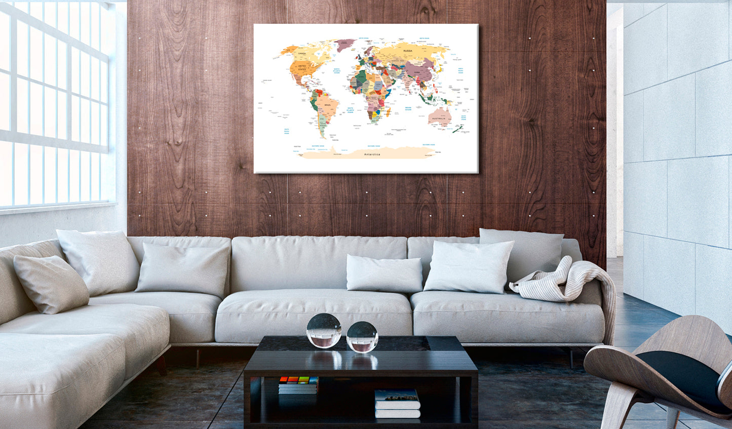 Weltkarte als Leinwandbild - Wandbild - World Map: Travel Around the World