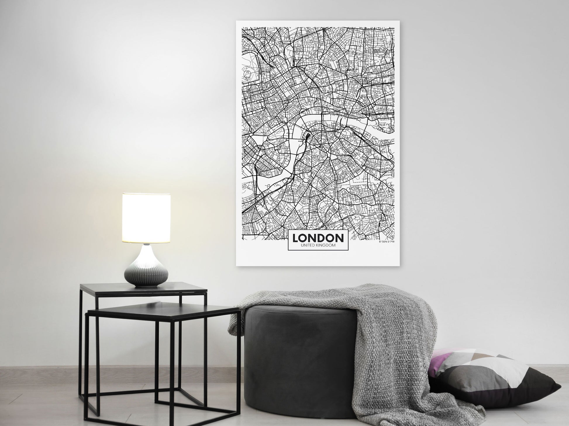 Weltkarte als Leinwandbild - Wandbild - Map of London (1 Part) Vertical