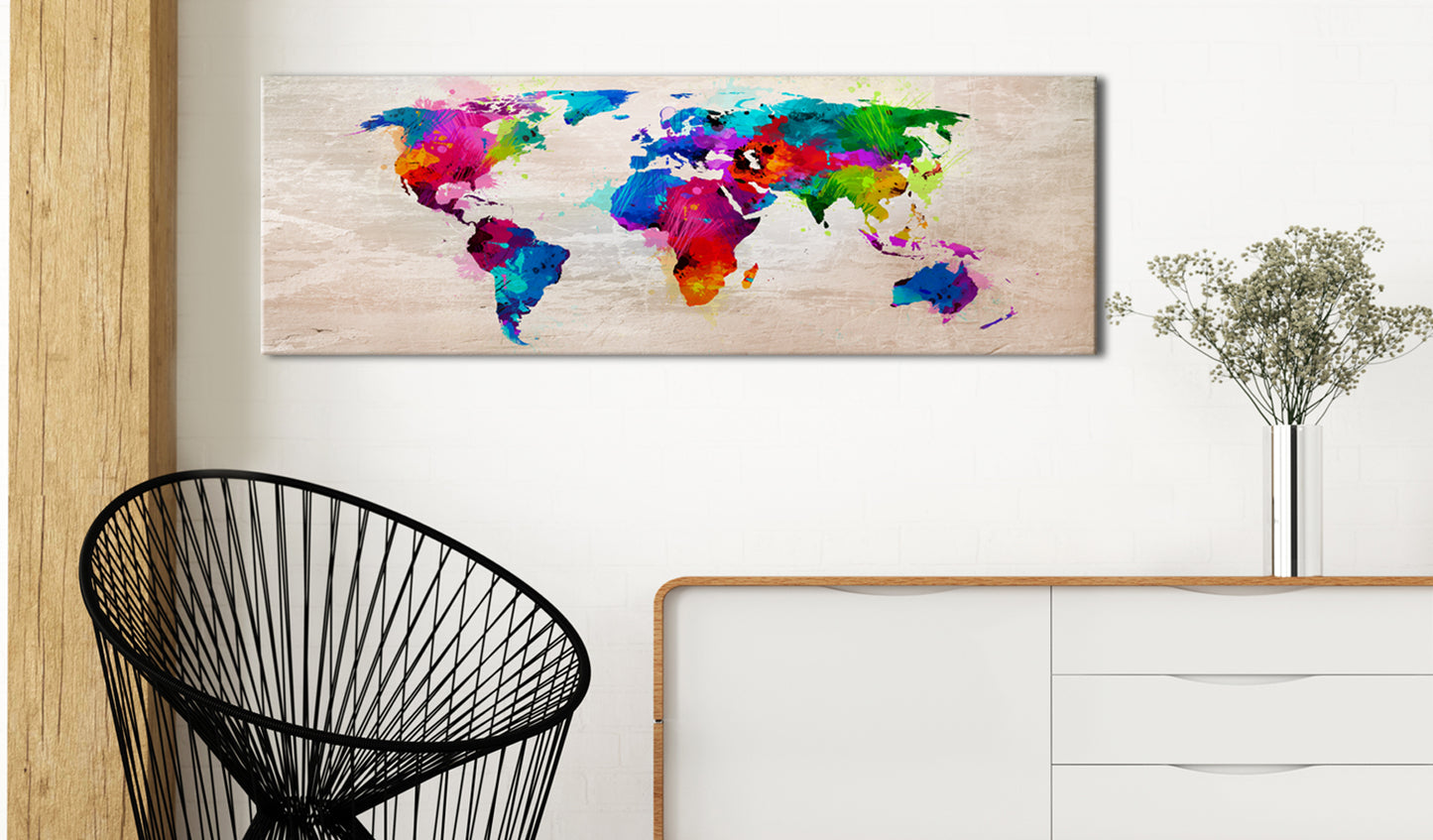 Weltkarte als Leinwandbild - Wandbild - World Map: Finesse of Colours