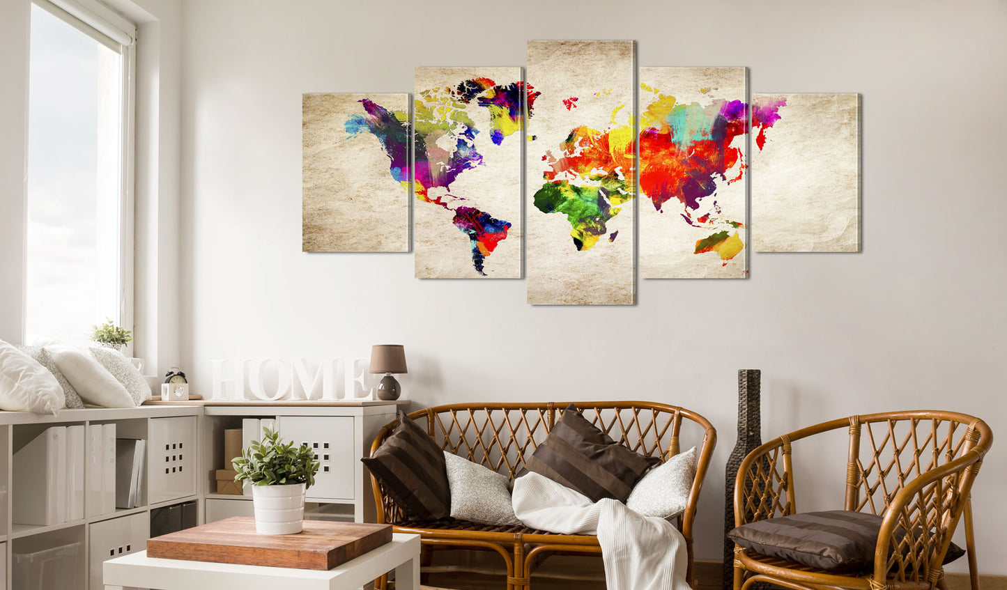 Weltkarte als Leinwandbild - Wandbild - World Map: Abstract Fantasy