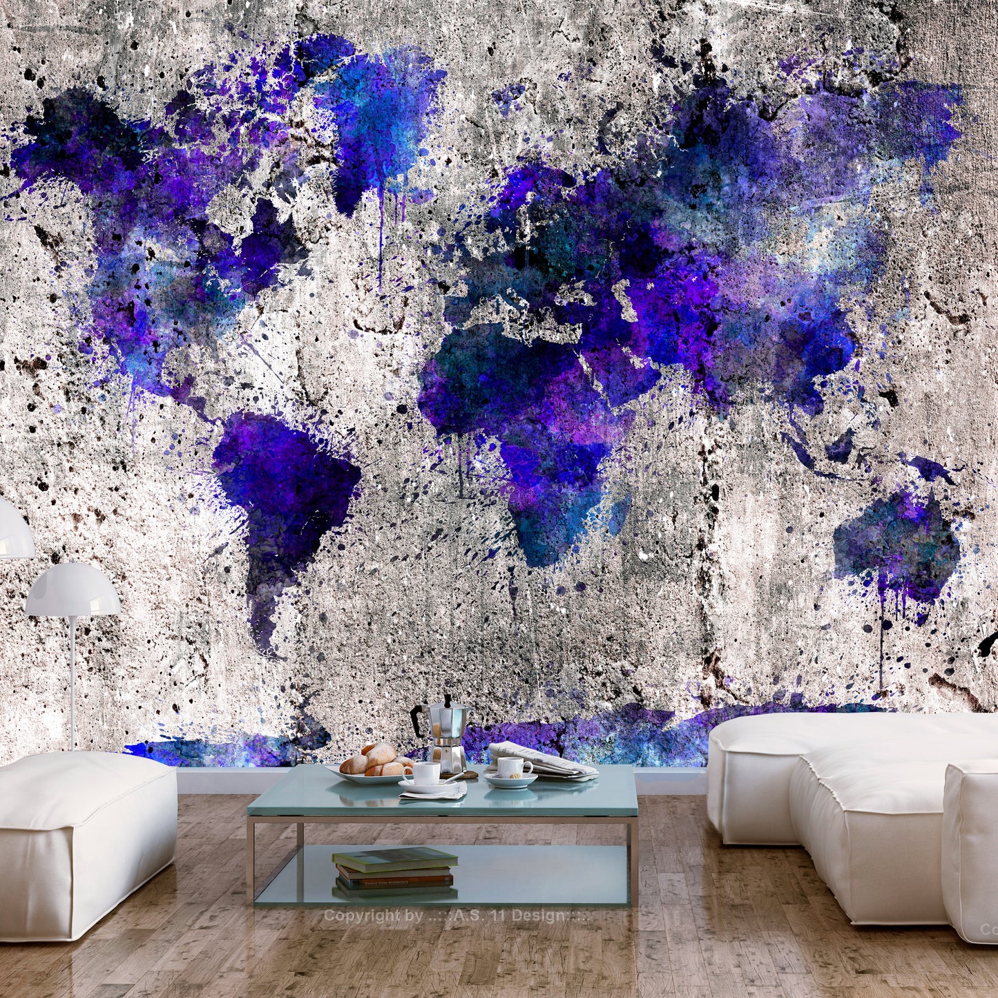 Fototapete - World Map: Ink Blots - WELTKARTEN24